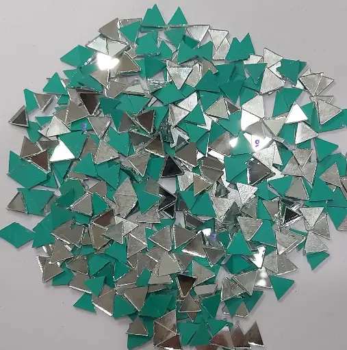 [Mirror Triangle 8mm 500pc] Mirror beads For Jewellery Making, Craft Work and Lippan Art Work, Silver Triangle 8mm 500 Pieces