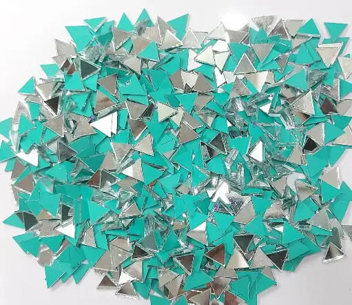 [Mirror Triangle 10mm 500pc] Mirror beads For Jewellery Making, Craft Work and Lippan Art Work, Silver Triangle 10mm 500 Pieces