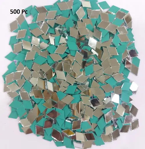 [Mirror Burfi 10x14mm 500pc] Mirror beads For Jewellery Making, Craft Work and Lippan Art Work, Silver Burfi 10x14mm 500 Pieces