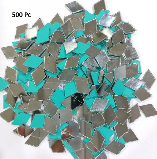 [Mirror Burfi 13x19mm 500pc] Mirror beads For Jewellery Making, Craft Work and Lippan Art Work, Silver Burfi 13x19mm 500 Pieces