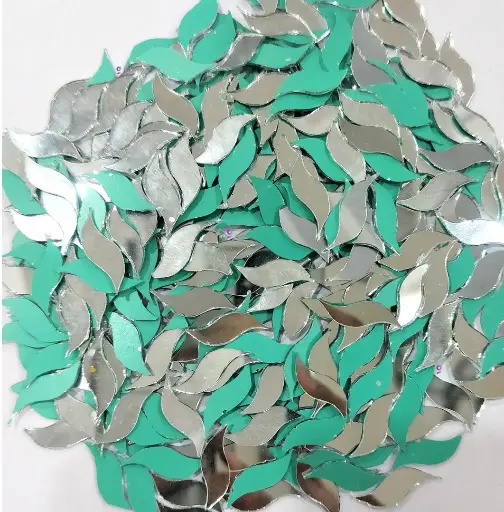 [Mirror S leaf 22x8mm 500pc] Mirror beads For Jewellery Making, Craft Work and Lippan Art Work, Silver S leaf 22x8mm 500 Pieces