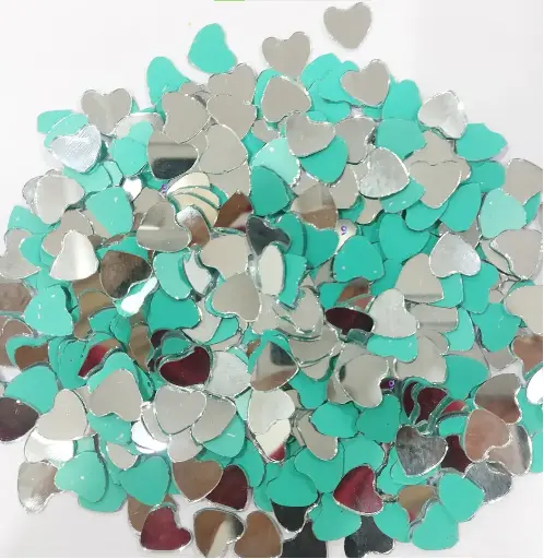 [Mirror Hart 14mm 500pc] Mirror beads For Jewellery Making, Craft Work and Lippan Art Work, Silver Hart 20mm 500 Pieces