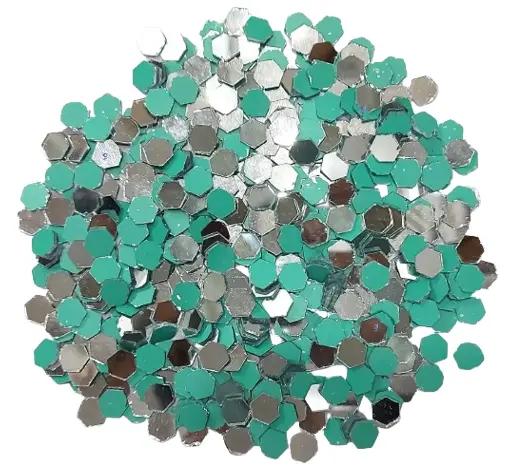 [Mirror Hexa 7mm 500pc] Mirror beads For Jewellery Making, Craft Work and Lippan Art Work, Silver Hexa 7mm 500 Pieces