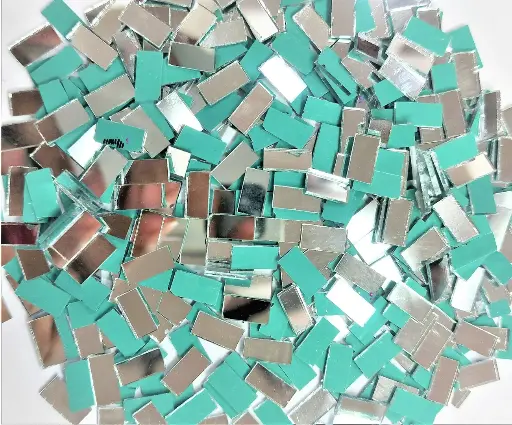 [Mirror Rectangular 10x5 500pc] Mirror beads For Jewellery Making, Craft Work and Lippan Art Work, Silver Rectangular 10x5 500 Pieces