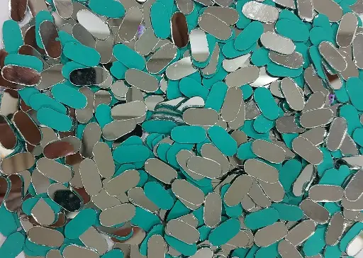 [Mirror Capsule 18x8 500pc] Mirror beads For Jewellery Making, Craft Work and Lippan Art Work, Silver Capsule 18x8 500 Pieces