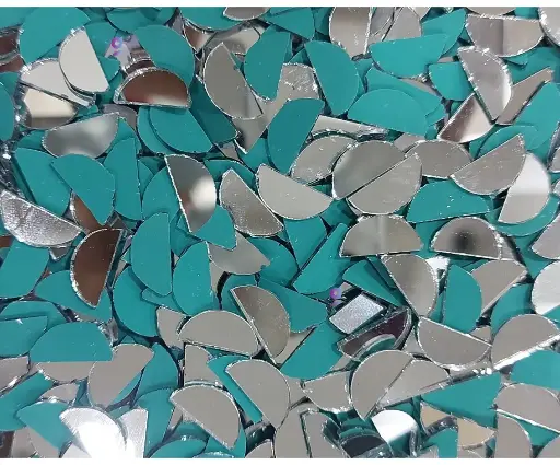 [Mirror Half Circle 14mm 500pc] Mirror beads For Jewellery Making, Craft Work and Lippan Art Work, Silver Half Circle 14mm 500 Pieces