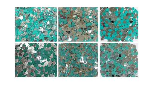[Small Mirror 6x100-Glue] Mirror beads For Jewellery Making, Craft Work and Lippan Art Work, Silver 6 shape small mirror, 6x100 