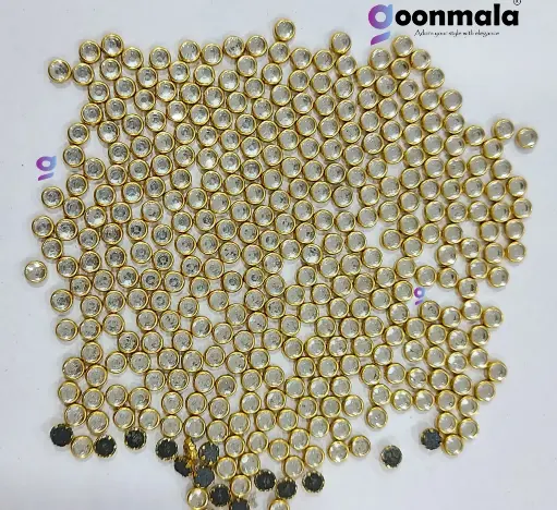 [Kundan R4 Sliver 500 pc] Kundan stone For Jewellery making, Bangles Embroidery Craft & Cloth Works, 4mm Round Sliver 500 pieces
