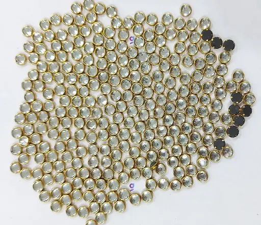 [Kundan R5 Sliver 500 pc] Kundan stone For Jewellery making, Bangles Embroidery Craft & Cloth Works, 5 mm Round Sliver 500 pieces