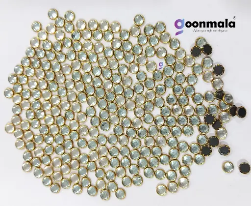 [Kundan R6 Sliver 500 pc] Kundan stone For Jewellery making, Bangles Embroidery Craft & Cloth Works, 6 mm Round Sliver 500 pieces