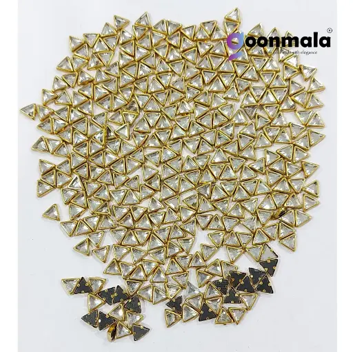 [Kundan T7 Sliver 500 pc] Kundan stone For Jewellery making, Bangles Embroidery Craft & Cloth Works, 7mm Triangle Sliver 500 pieces