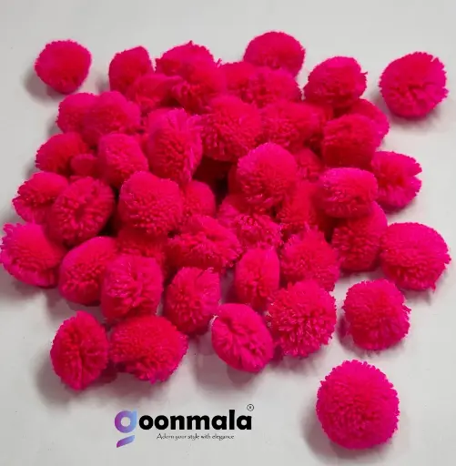 [Pom Pom Rani Pink 200 pc] Pom Pom Balls for Arts & Craft, decoration works, 200 Pieces, Rani Pink