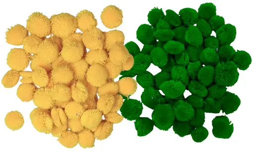 [Pom Pom 2x100 Y&G] Pom Pom Balls for Arts & Craft, decoration works, 2x100 Pieces, Yellow & Green