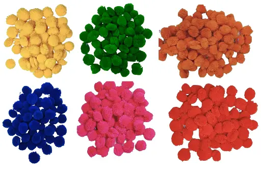 [Pom Pom 6x50 ROYGPB] Pom Pom Balls for Arts & Craft, decoration works, 6 colour 50 pieces