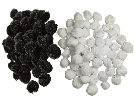 [Pom Pom 2x100 B&W] Pom Pom Balls for Arts & Craft, decoration works, 2x100 Pieces, Black & White