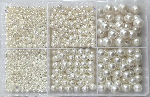 [Pearl 3-12mm 6P box] Pearl Beads for Jewllery making, Embroidery, Rakhi, Arts & Craft, Decoration works, 3 to 12mm, 1575 pc