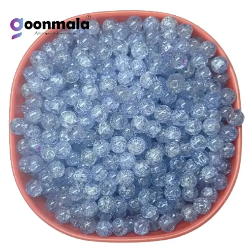 [Crackle GB 8mm Blue 100] Crackle glass crystal beads for bracelet, rakhi,  Jewellery making, 8mm Blue, 100 pc