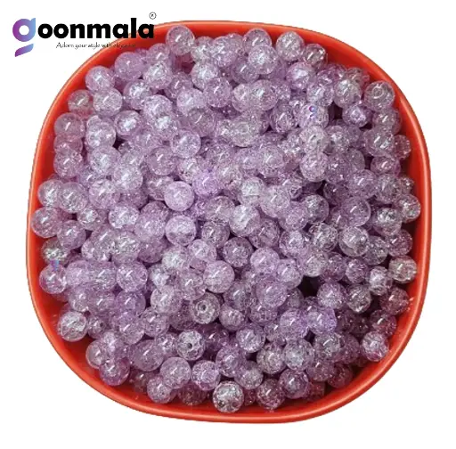 [Crackle GB 8mm Purple 100] Crackle glass crystal beads for bracelet, rakhi,  Jewellery making, 8mm Purple, 100 pc
