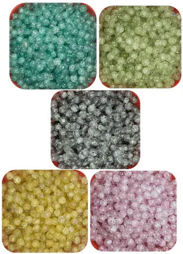 [Crackle GB 8mm MC 5x50] Crackle glass crystal beads for bracelet, rakhi,  Jewellery making, 8mm Multicolour, 5x50 pc